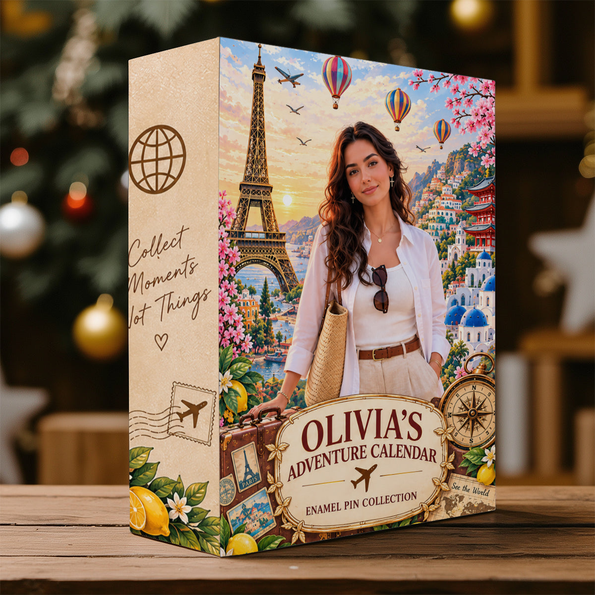 New Adventures Gift For Travelers - Personalized Travelling Advent Calendar Enamel Pin Set