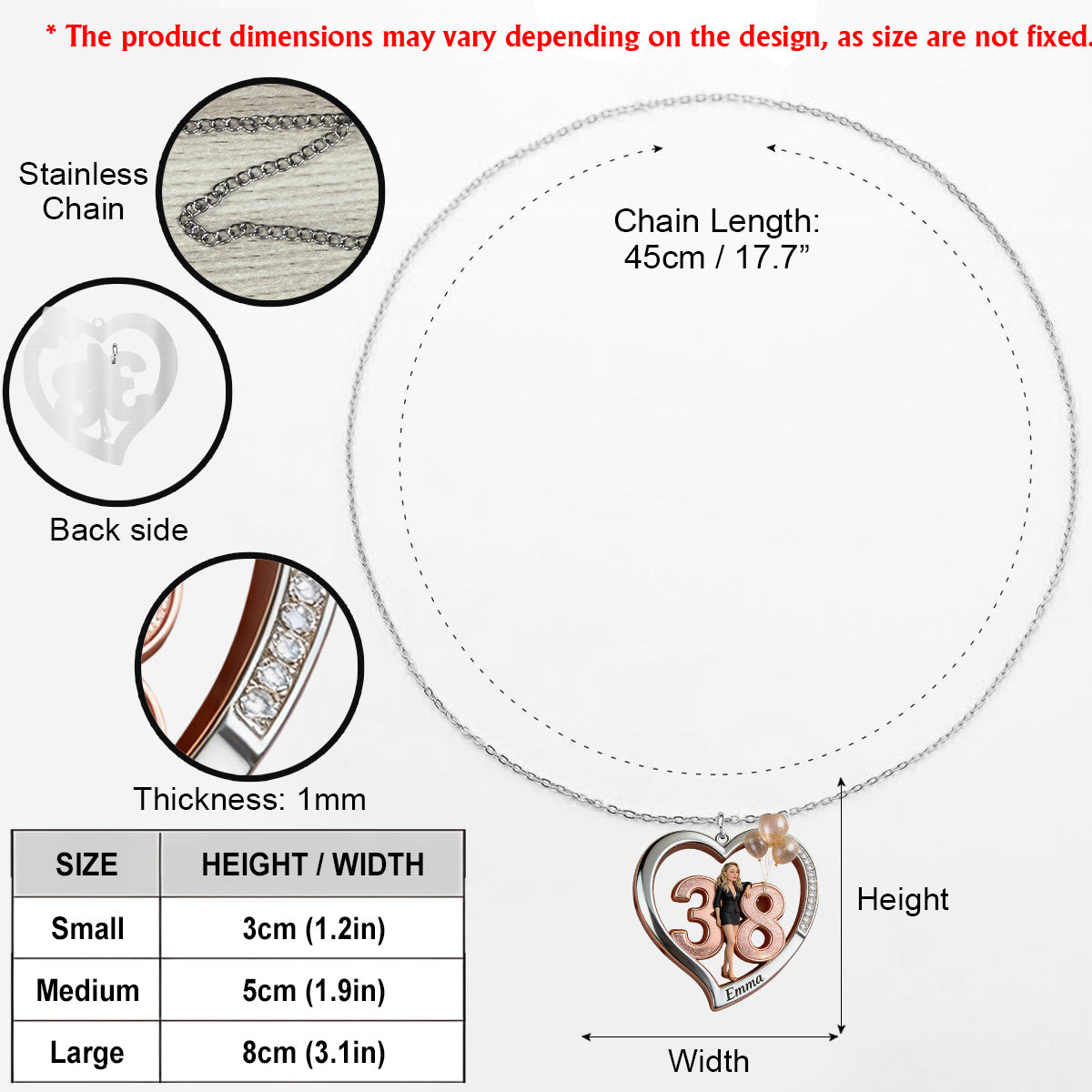 Custom Any Photo - Personalized Birthday Shaped Metal Pendant Necklace