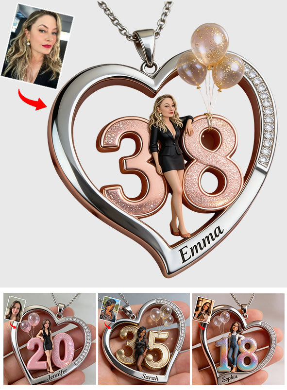 Custom Any Photo - Personalized Birthday Shaped Metal Pendant Necklace