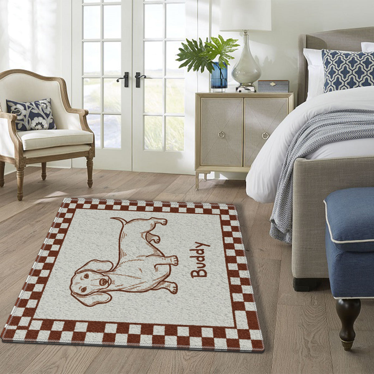 Custom Funky Pet, Badly Drawn Minimalist, Poorly Drawn, Retro Pet Gift - Personalized Dog Non-Slip Tufted Rug