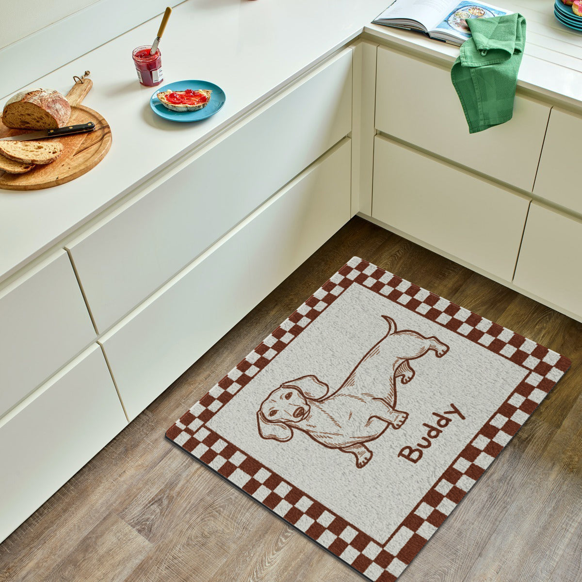 Custom Funky Pet, Badly Drawn Minimalist, Poorly Drawn, Retro Pet Gift - Personalized Dog Non-Slip Tufted Rug