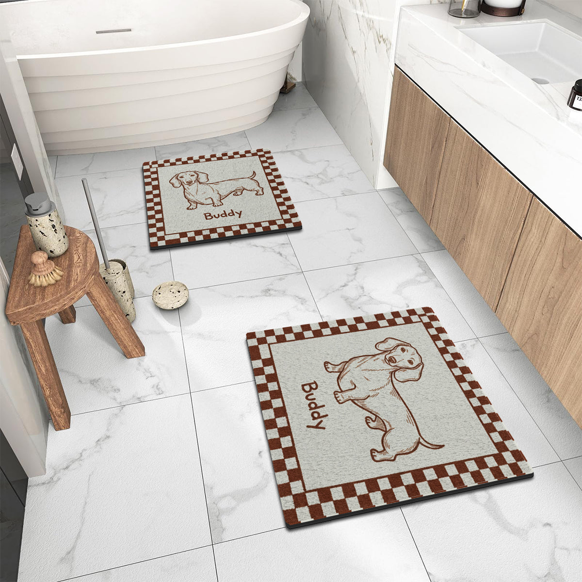 Custom Funky Pet, Badly Drawn Minimalist, Poorly Drawn, Retro Pet Gift - Personalized Dog Non-Slip Tufted Rug