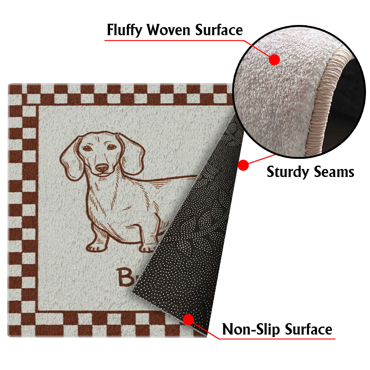 Custom Funky Pet, Badly Drawn Minimalist, Poorly Drawn, Retro Pet Gift - Personalized Dog Non-Slip Tufted Rug