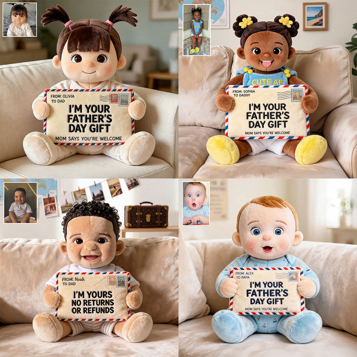 Lustiges Geschenk für Papa - Personalisierter Premium Kunstfell Kissen