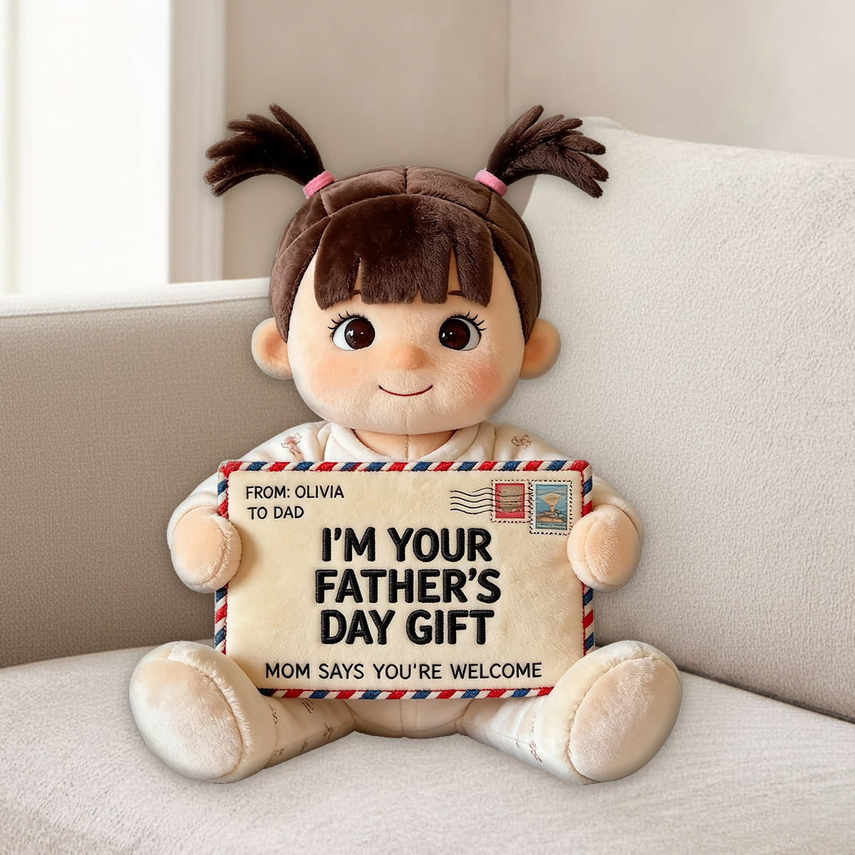 Lustiges Geschenk für Papa - Personalisierter Premium Kunstfell Kissen