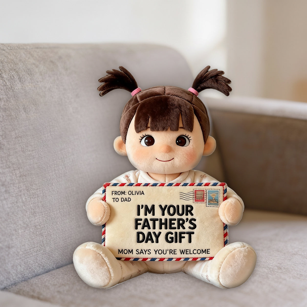 Lustiges Geschenk für Papa - Personalisierter Premium Kunstfell Kissen