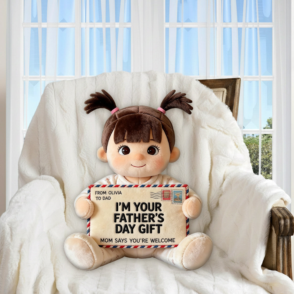 Lustiges Geschenk für Papa - Personalisierter Premium Kunstfell Kissen