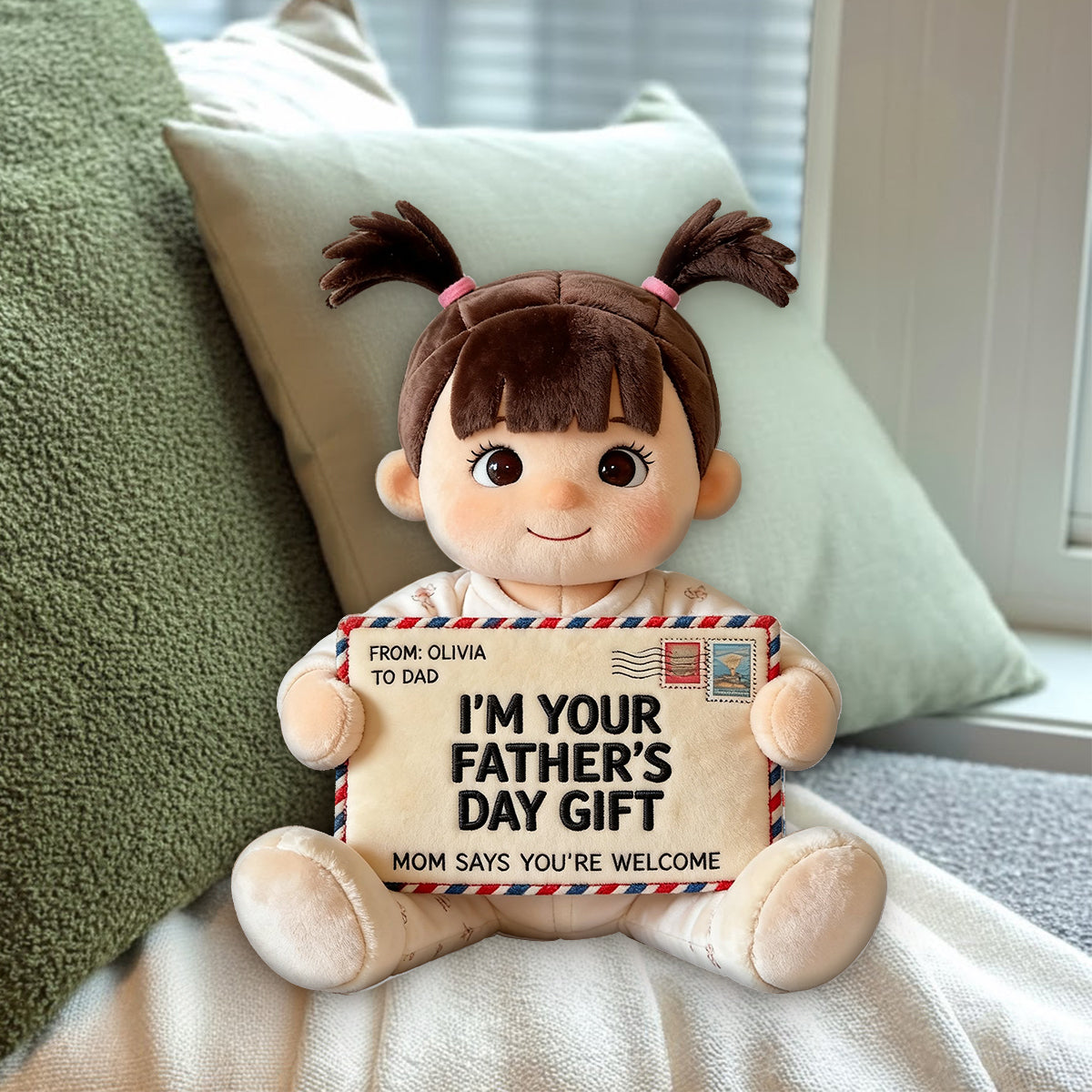 Lustiges Geschenk für Papa - Personalisierter Premium Kunstfell Kissen