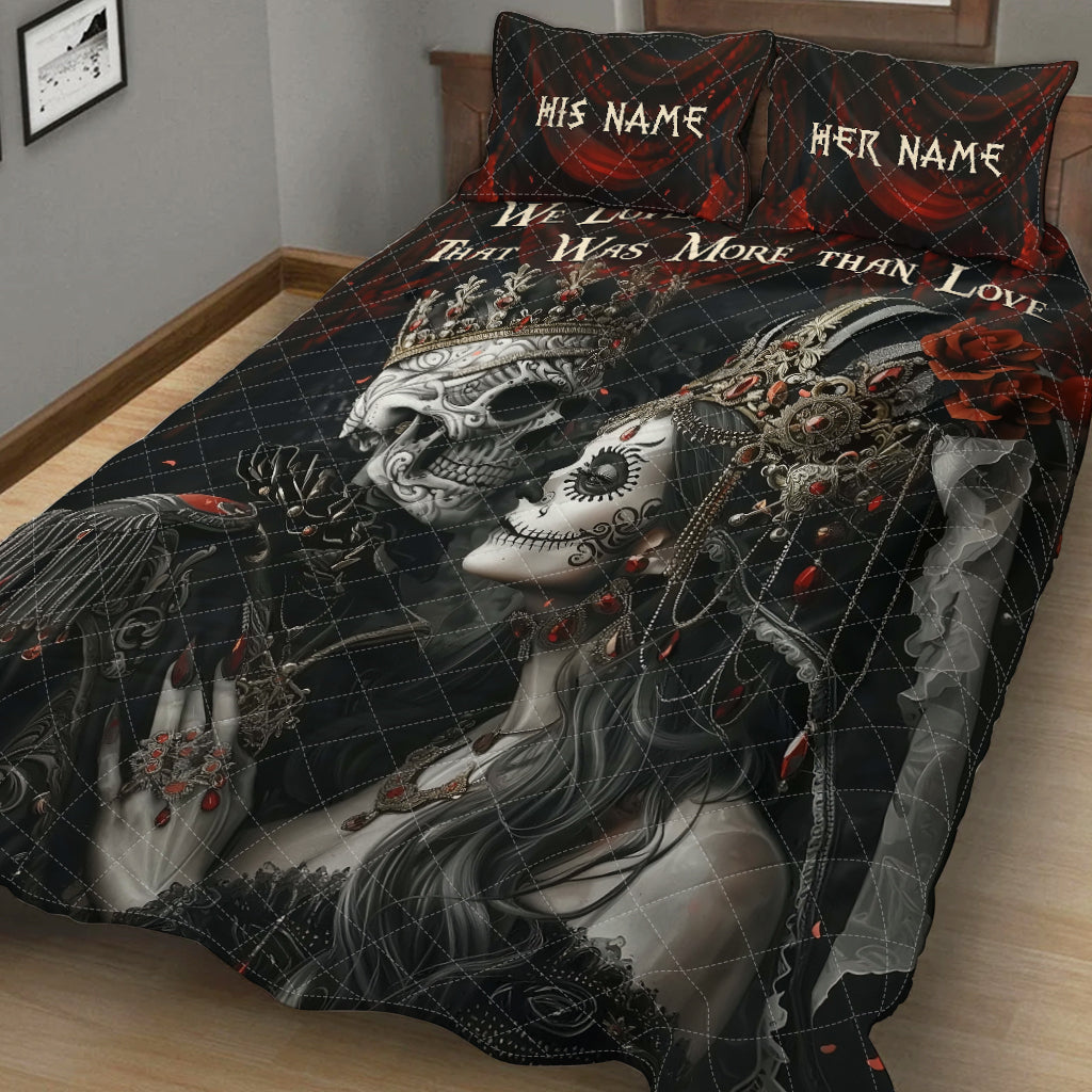 We Loved With A Love That Was More Than Love - Personalized Couple Quilt Set