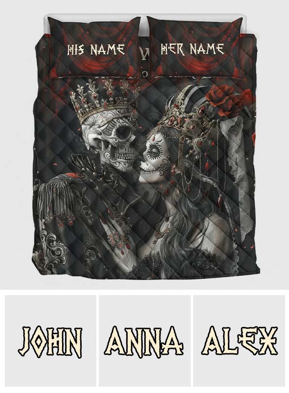 We Loved With A Love That Was More Than Love - Personalized Couple Quilt Set