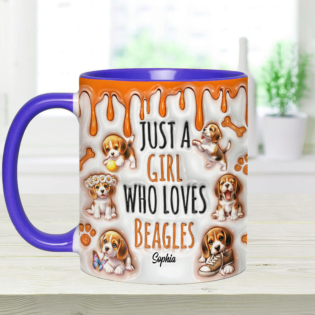 Mug personnalisé « Juste une fille qui adore les beagles »