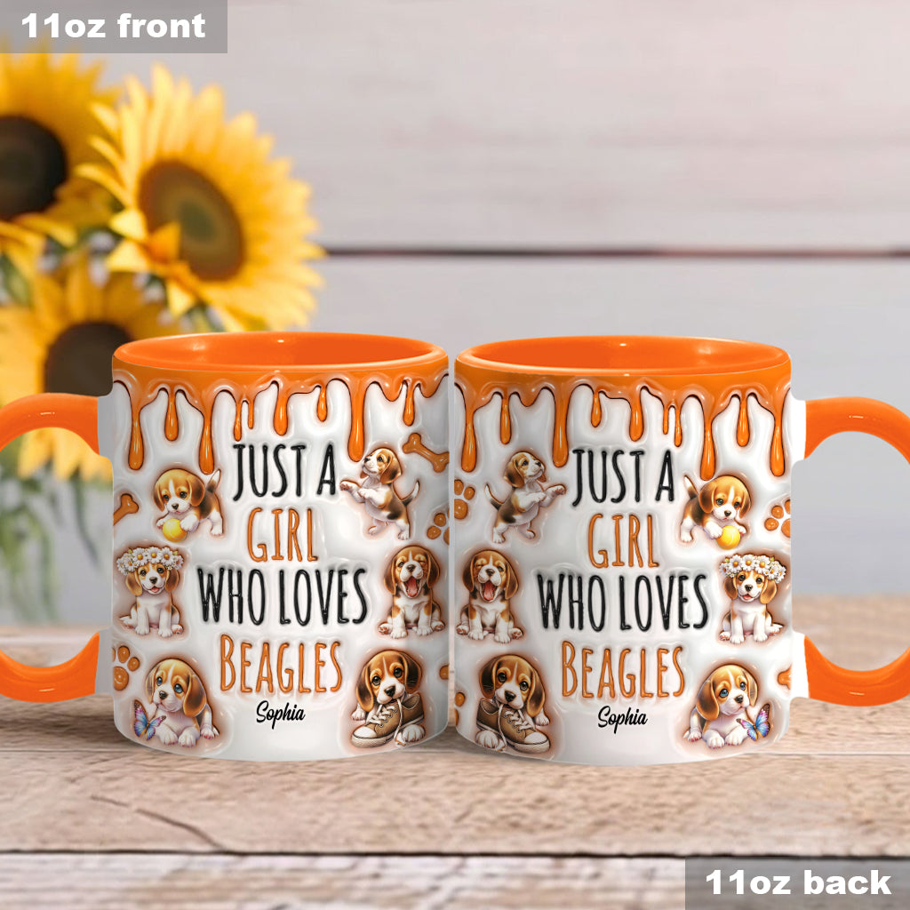 Mug personnalisé « Juste une fille qui adore les beagles »