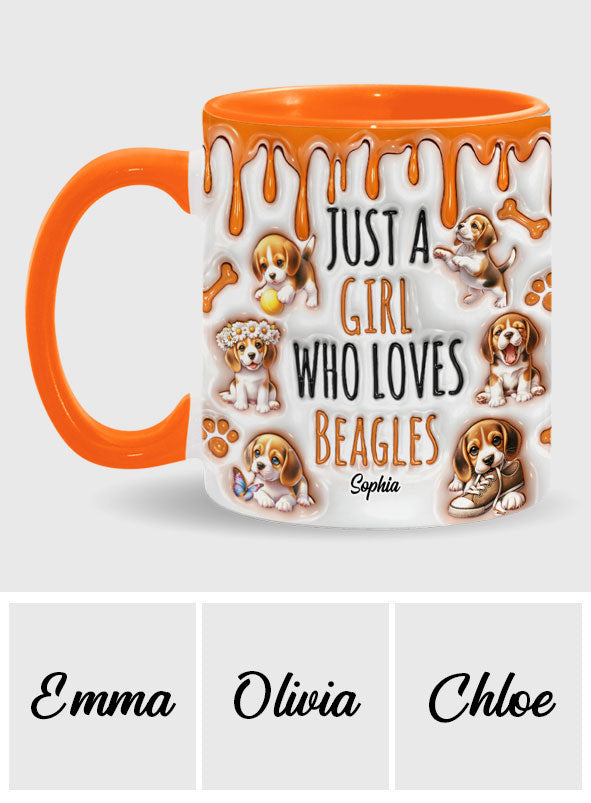 Mug personnalisé « Juste une fille qui adore les beagles »