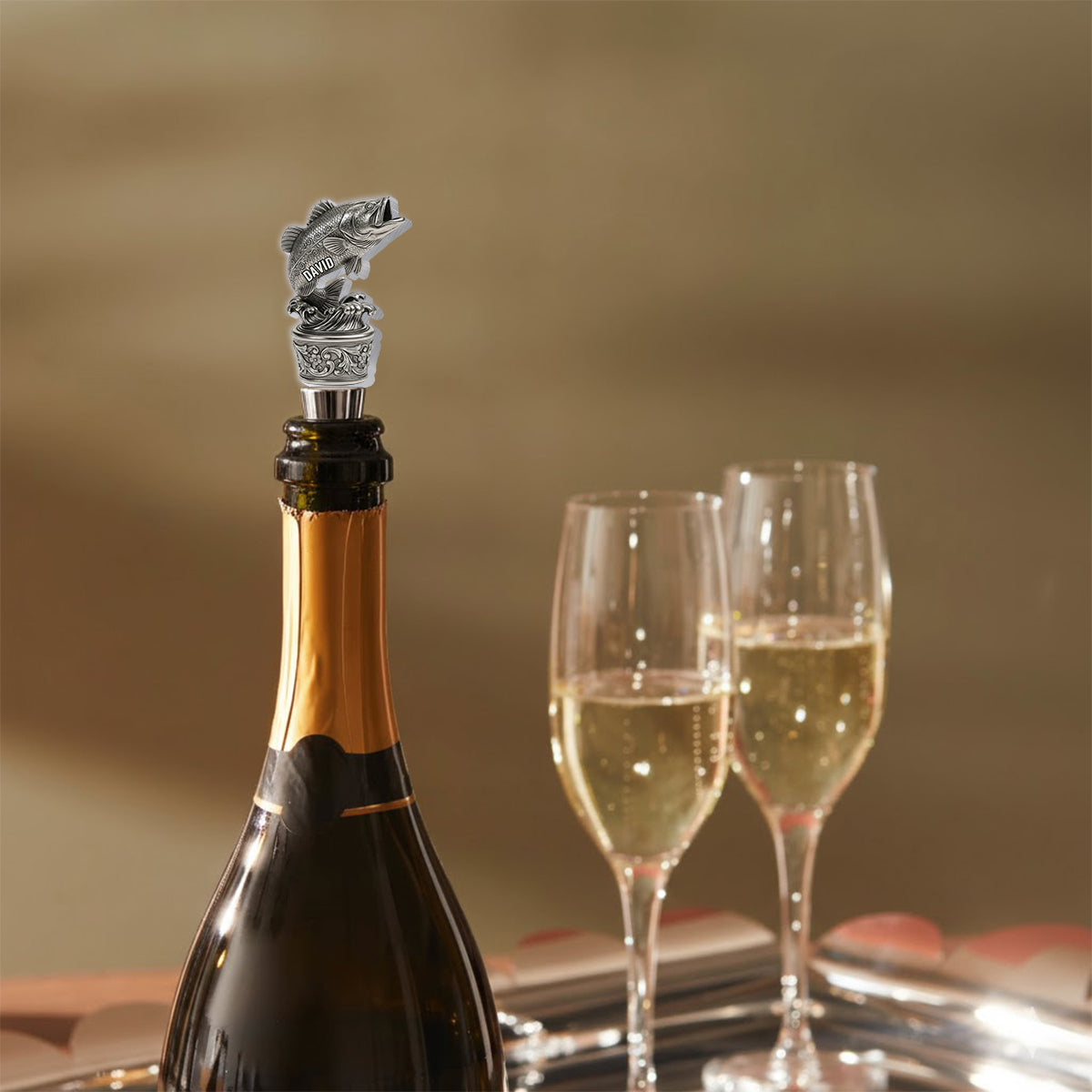 Boire et pêcher - Bouchon de bouteille de pêche personnalisé