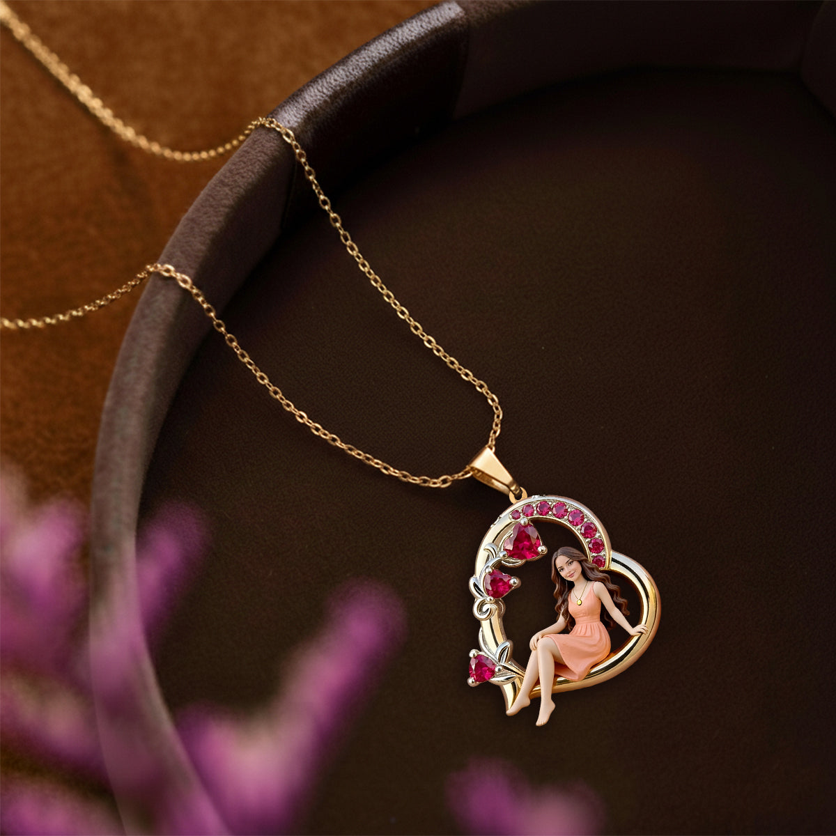 Birthstone Gift - Personalized Birth Stone Shaped Metal Pendant Necklace