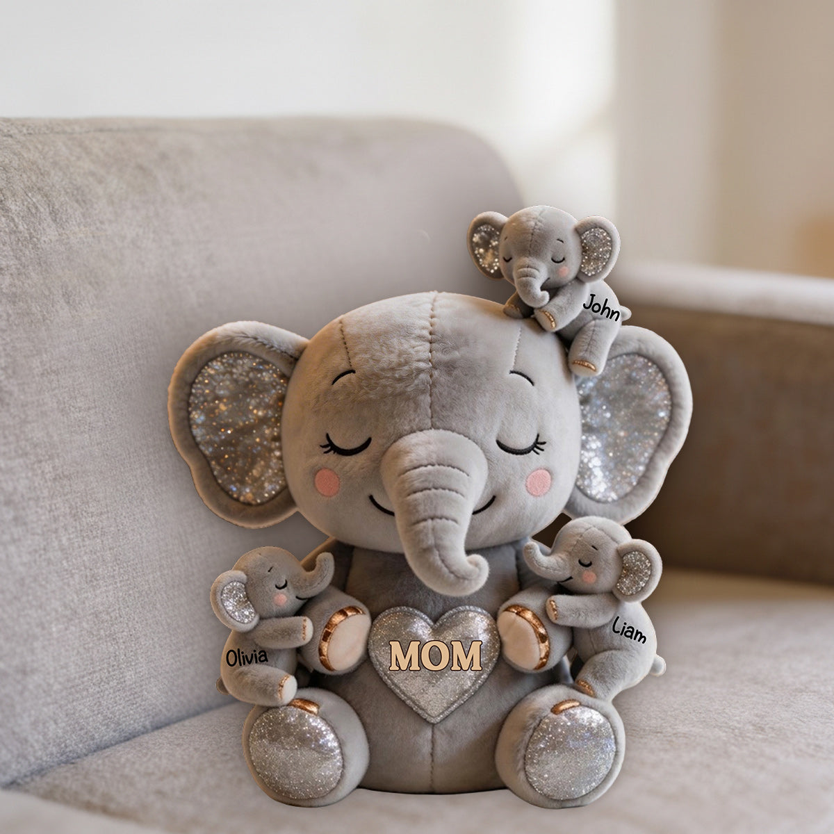 Cute Elephant Mom - Personalized Mother Premium Faux Fur Pillow