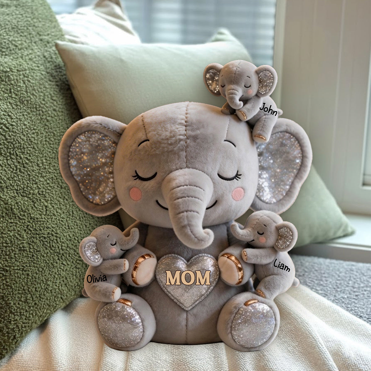 Cute Elephant Mom - Personalized Mother Premium Faux Fur Pillow