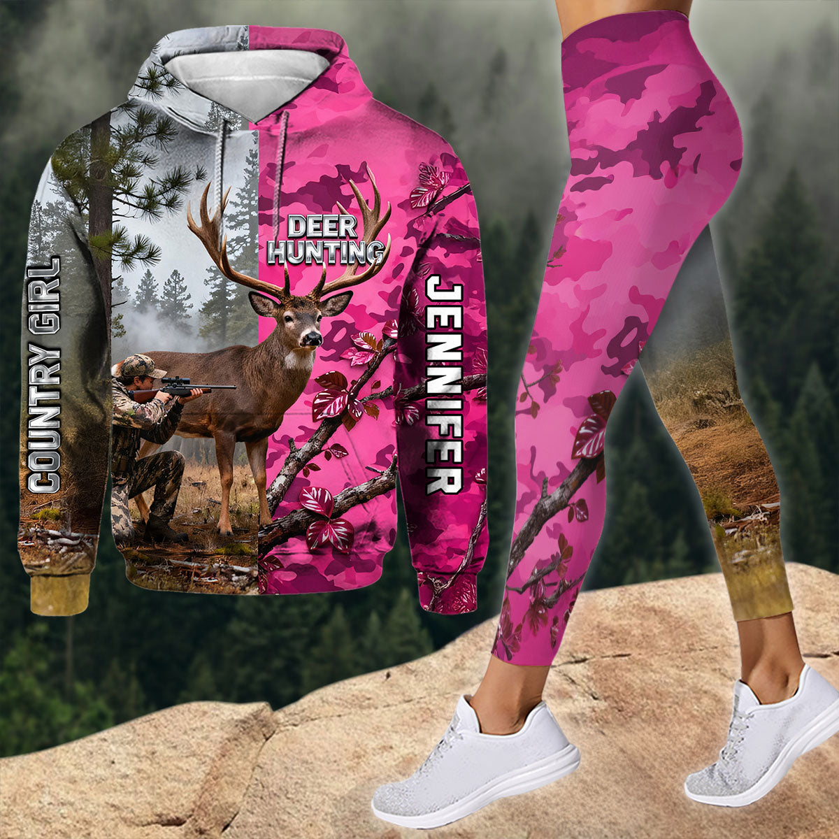 Country Girl Hunting - Personalized Hunting Hoodie and Leggings