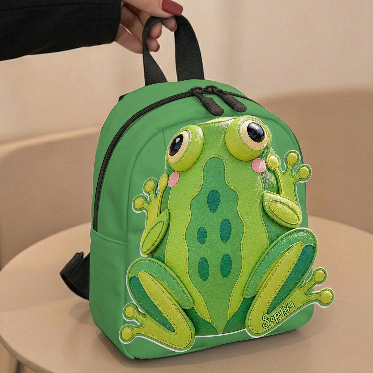 Pour les Amateurs de Grenouilles - Sac à Dos Personnalisé avec Patch en Cuir