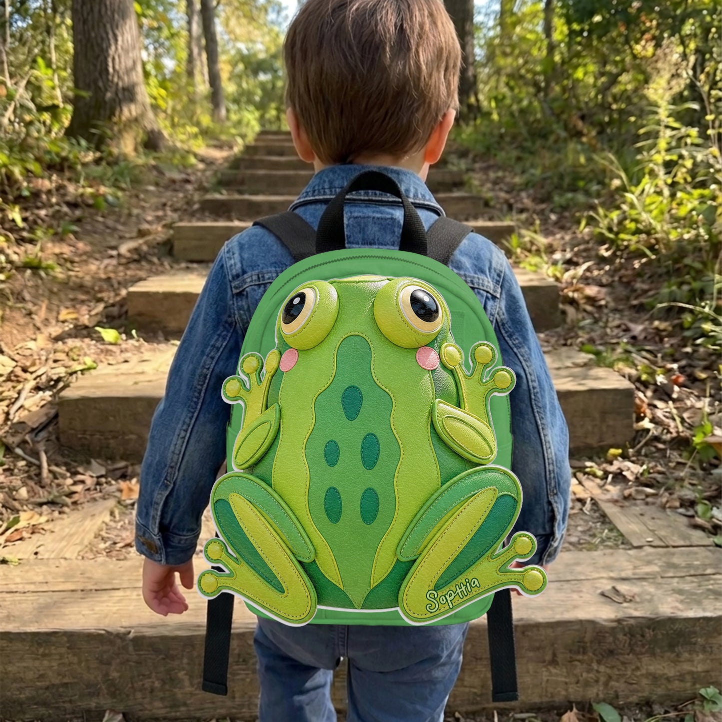 Pour les Amateurs de Grenouilles - Sac à Dos Personnalisé avec Patch en Cuir