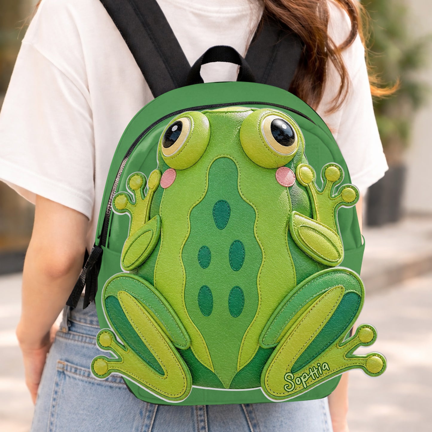 Pour les Amateurs de Grenouilles - Sac à Dos Personnalisé avec Patch en Cuir