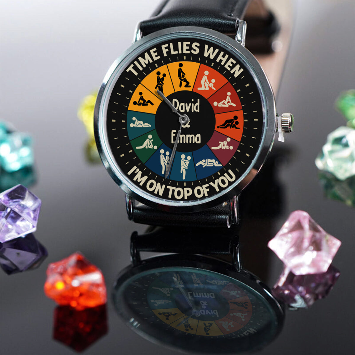 Time Flies When I’m On Top Of You - Personalized Couple Hand Watch