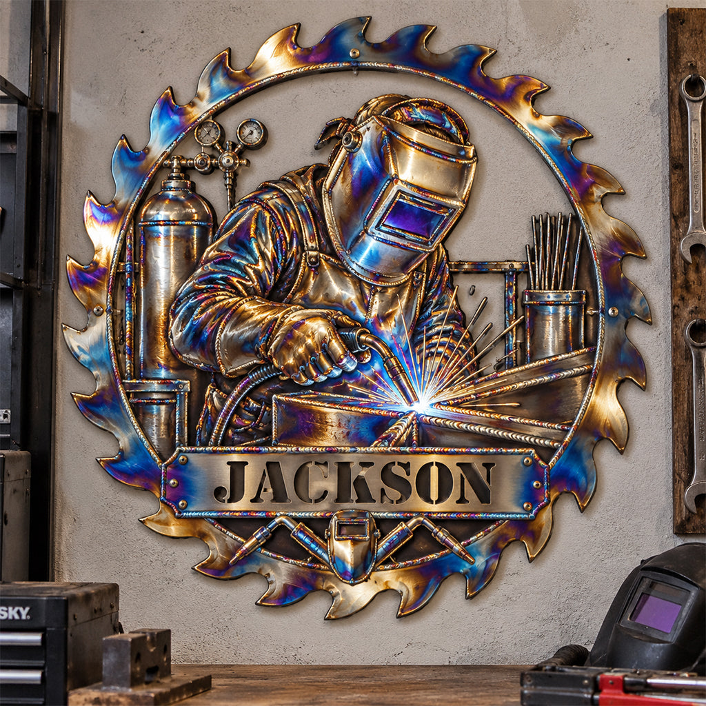 Welder Room Decor - Personalized Welder Cut Metal Sign