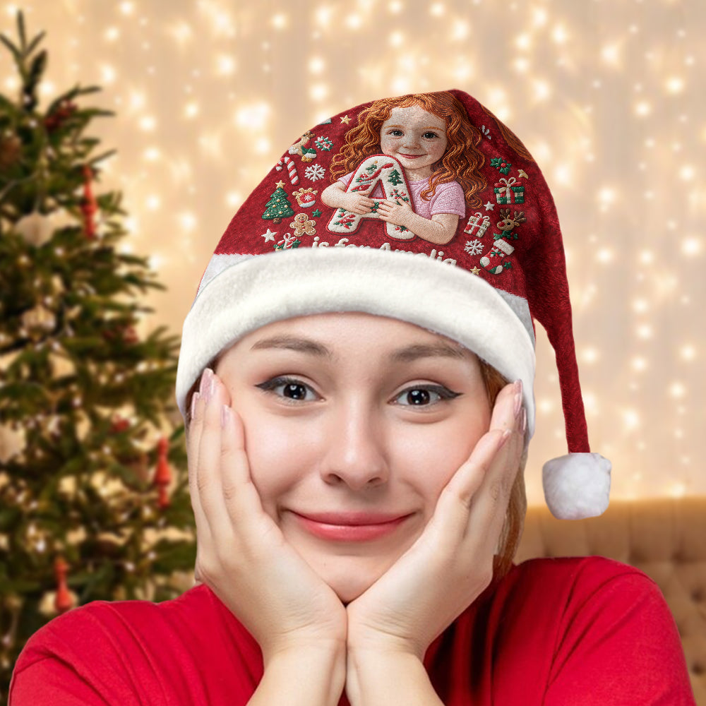 Little Initial Christmas Dreams - Personalized Kid Santa Claus Hat