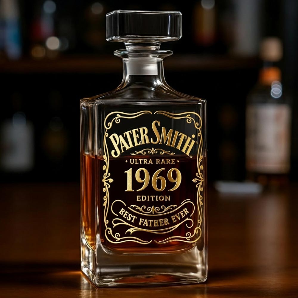 Das perfekte Geschenk für Whisky-, Bourbon- und Cognac-Liebhaber... für liebevolle Väter und Ehemänner... - Personalisiertes Whisky-Dekanter-Set