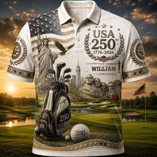 Golf In The 250 USA Anniversary - Personalized Golf Polo Shirt