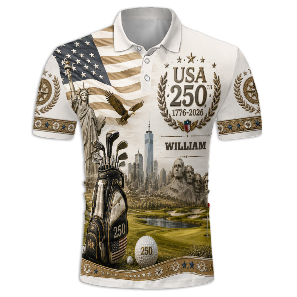 Golf In The 250 USA Anniversary - Personalized Golf Polo Shirt