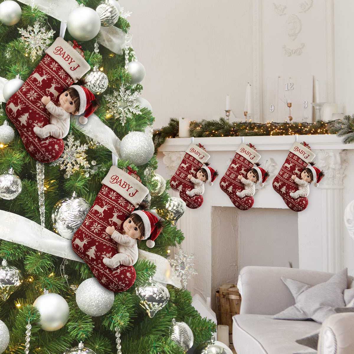 Little Christmas - Personalized Kid Shaped Christmas Stocking