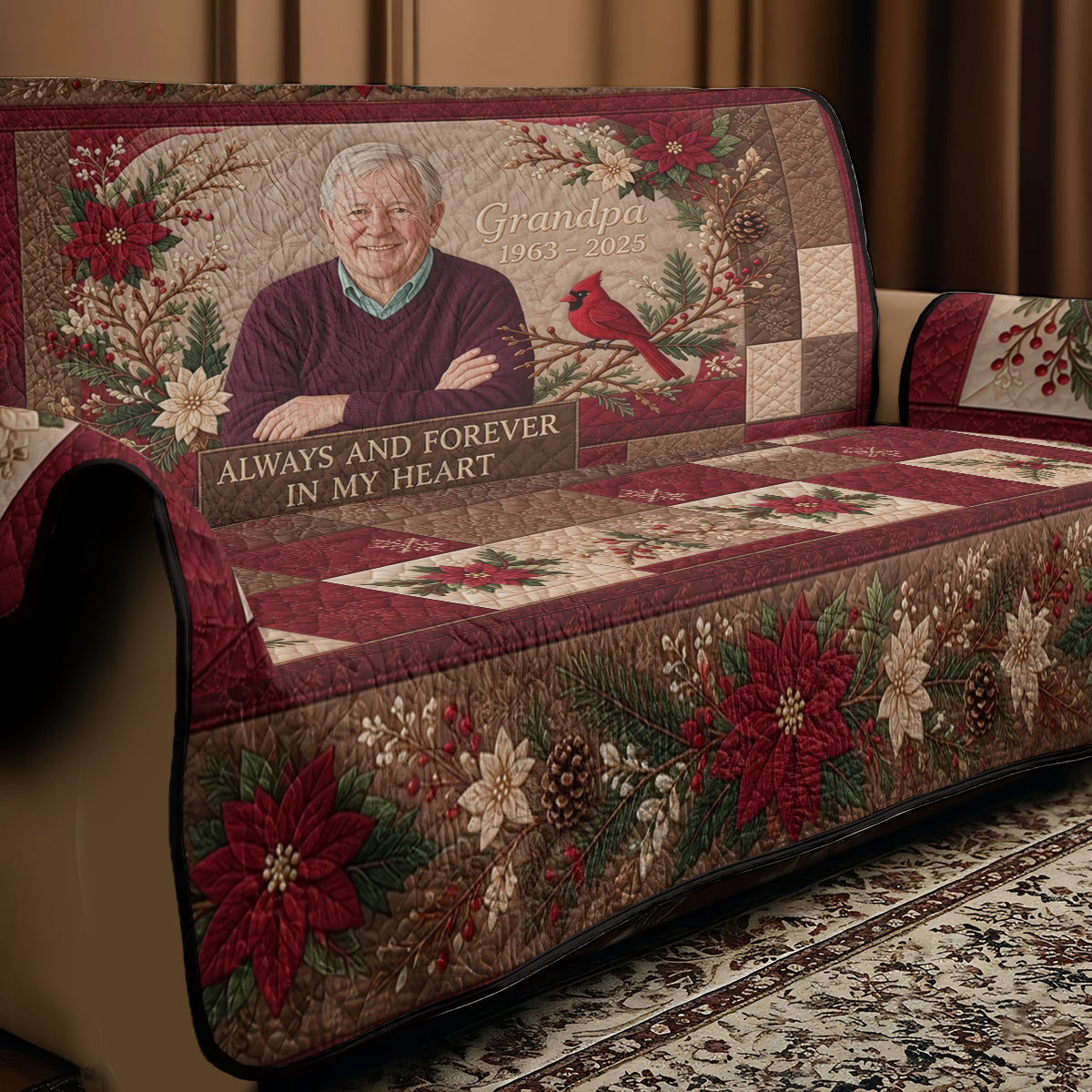 Those We Love Don't Go Away - Personalized Memorial Quilted Sofa/Couch Cover