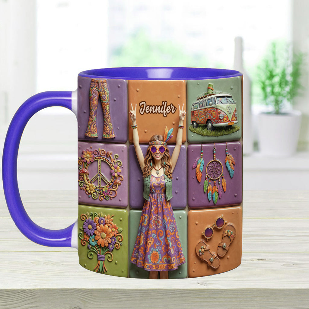 Peace Love Hippe Life - Personalized Hippie Accent Mug