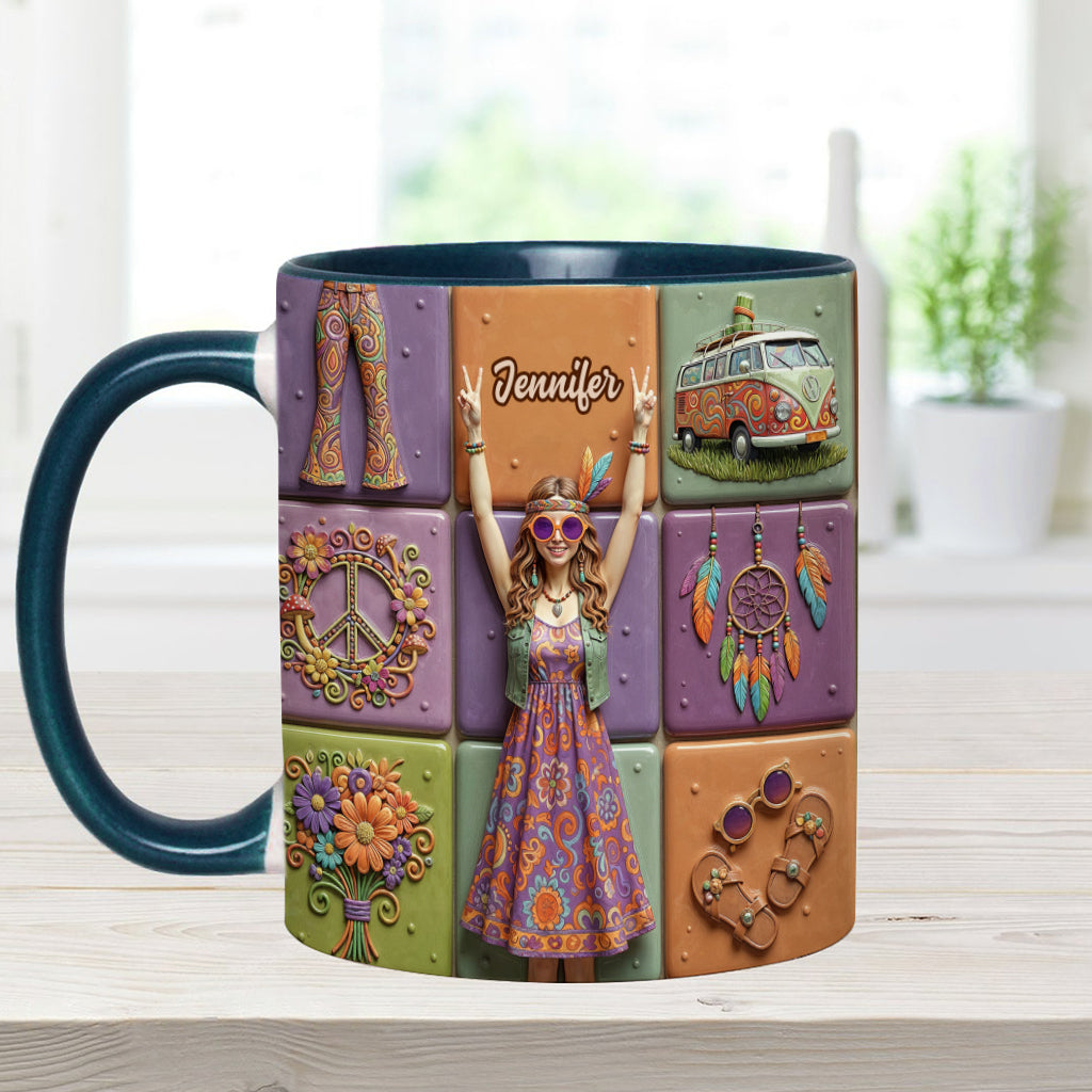 Peace Love Hippe Life - Personalized Hippie Accent Mug