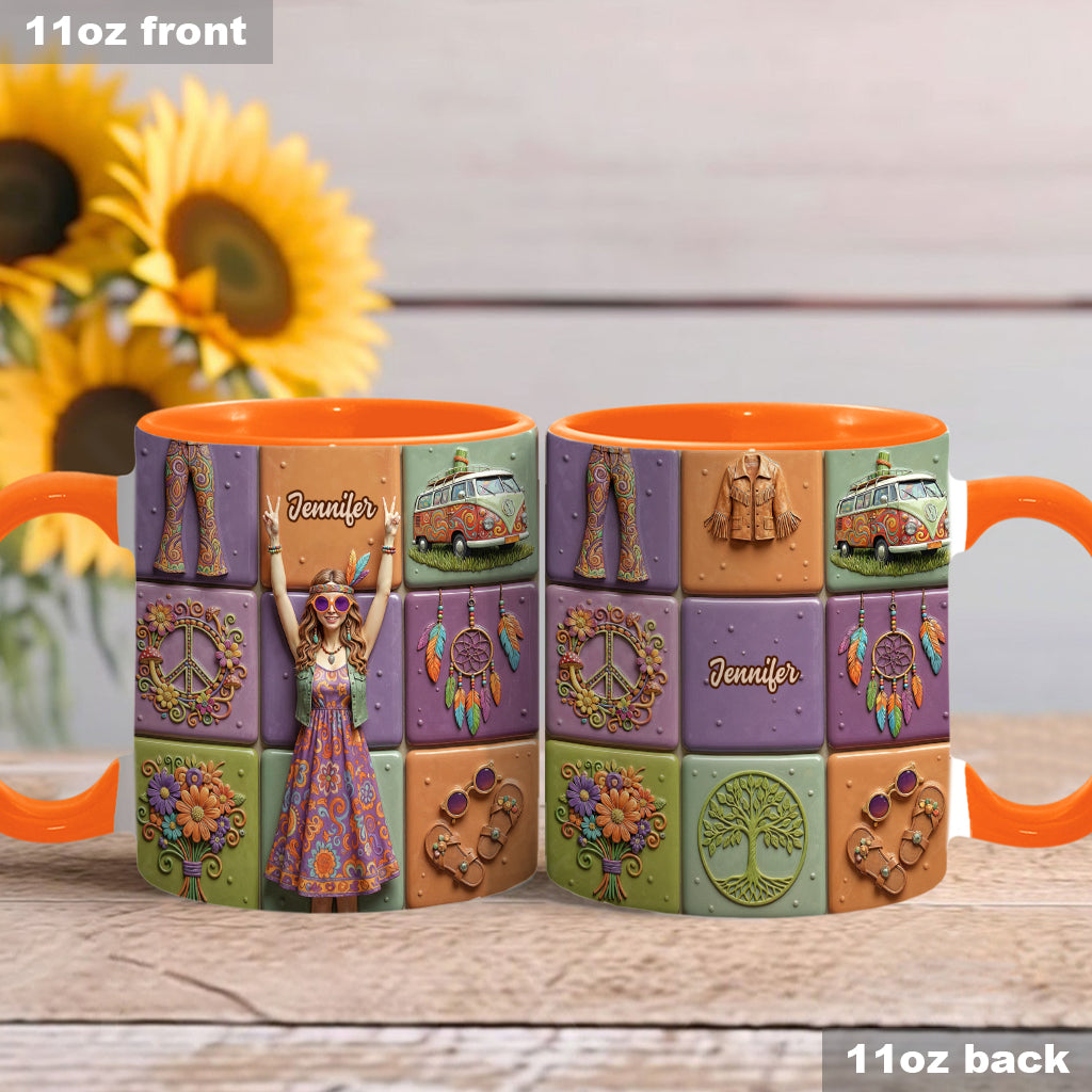 Peace Love Hippe Life - Personalized Hippie Accent Mug