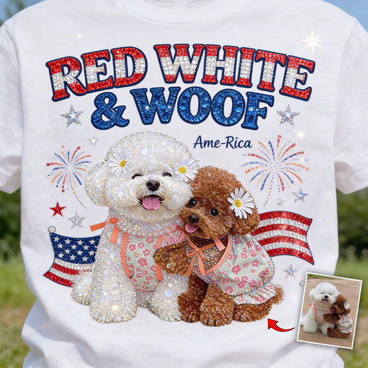 Rot Weiß Woof - Personalisierbares Hund T-Shirt und Hoodie