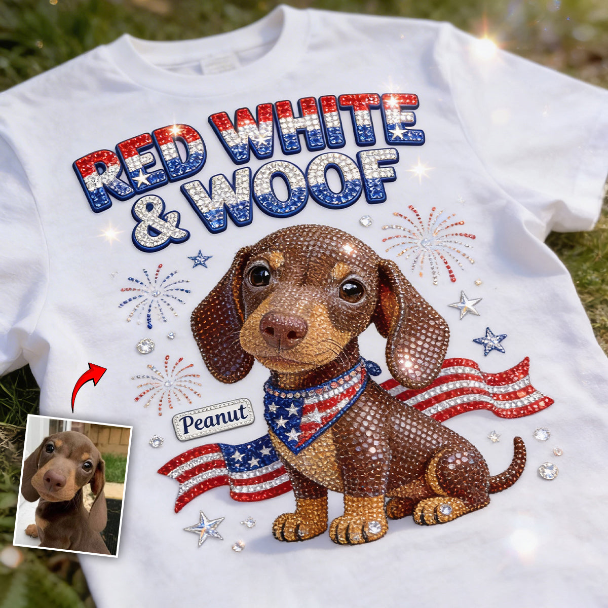 Rot Weiß Woof - Personalisierbares Hund T-Shirt und Hoodie
