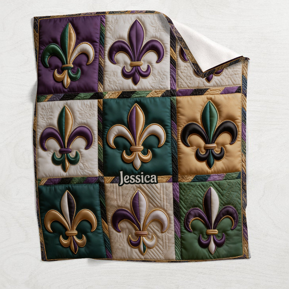 Fleur De Lis Mardi Gras - Personalized Mardi Gras Blanket