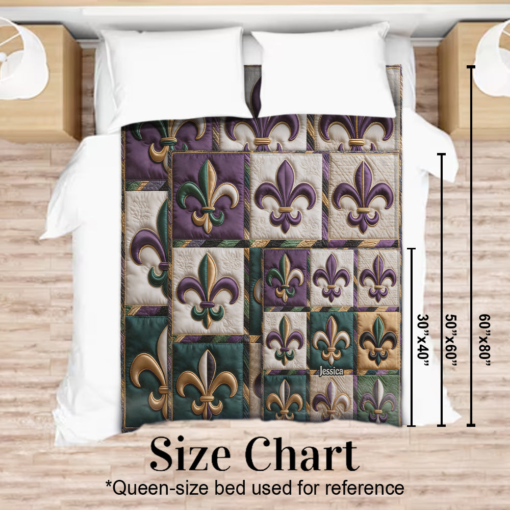 Fleur De Lis Mardi Gras - Personalized Mardi Gras Blanket