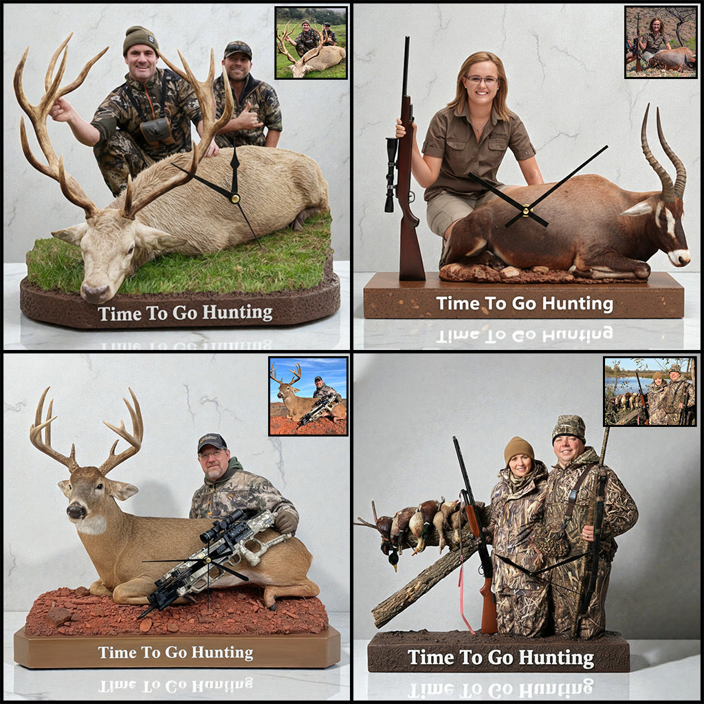 Time To Go Hunting - Personalized Hunting Desk Clock Plaque
