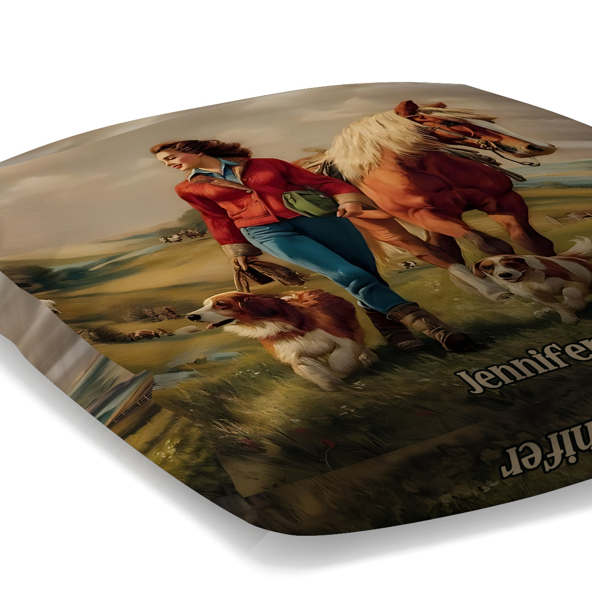 She Loves Horses And Dogs - Personalized Horse Throw Pillow