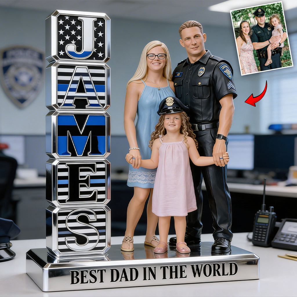 Custom Any Photo Police Desk Plate - Personalized Police Officer Custom Shaped Acrylic Plaque