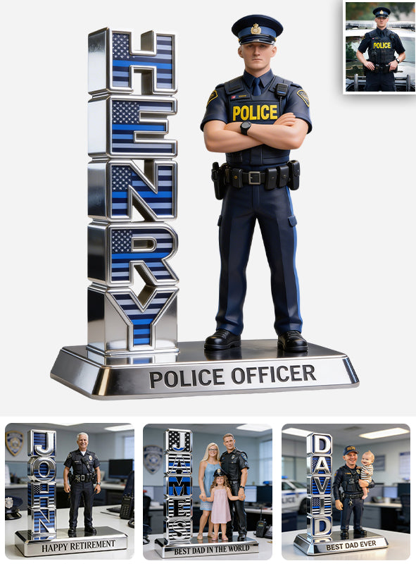 Custom Any Photo Police Desk Plate - Personalized Police Officer Custom Shaped Acrylic Plaque