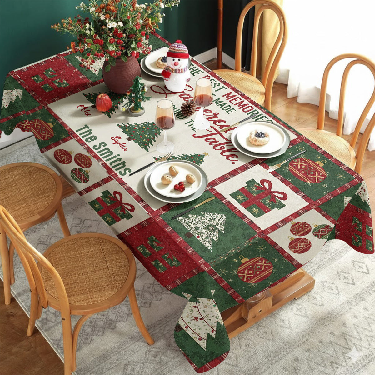 The Best Memories Are Made Gathered Around the Table - Personalized Family Table Cloth Cover