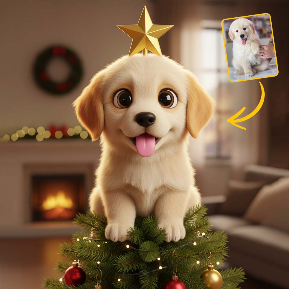 Lovely Dog Chibi Style Pet Lovers - Personalized Dog LED Light Tree Topper