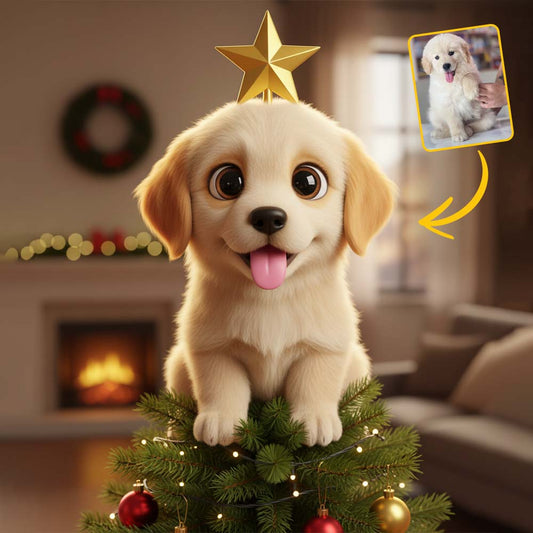 Lovely Dog Chibi Style Pet Lovers - Personalized Dog LED Light Tree Topper