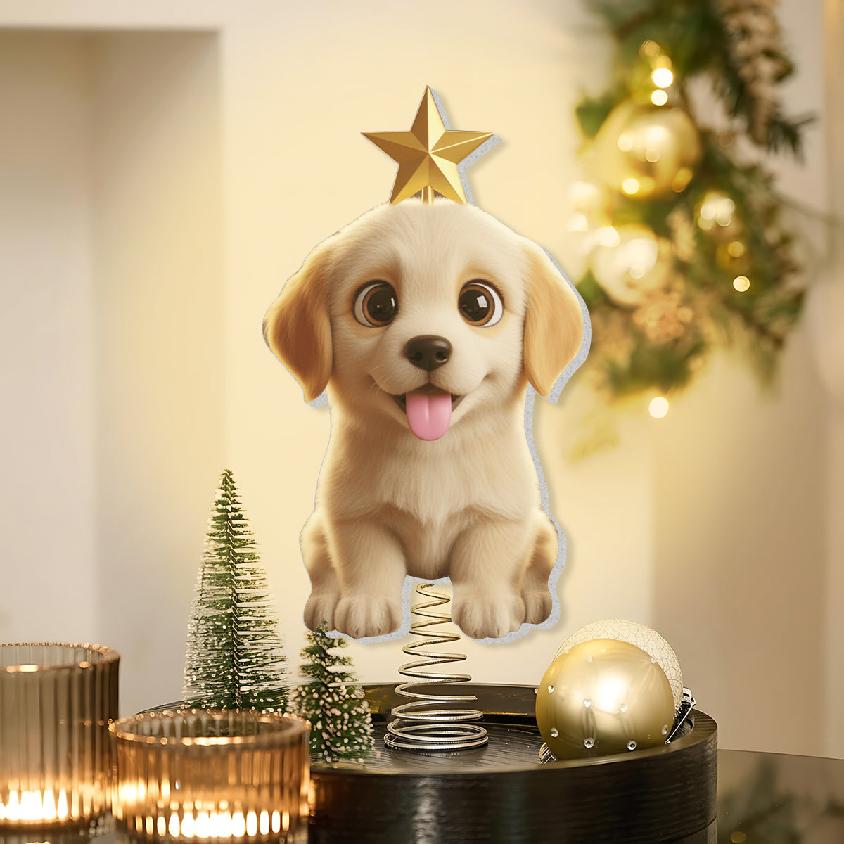 Lovely Dog Chibi Style Pet Lovers - Personalized Dog LED Light Tree Topper