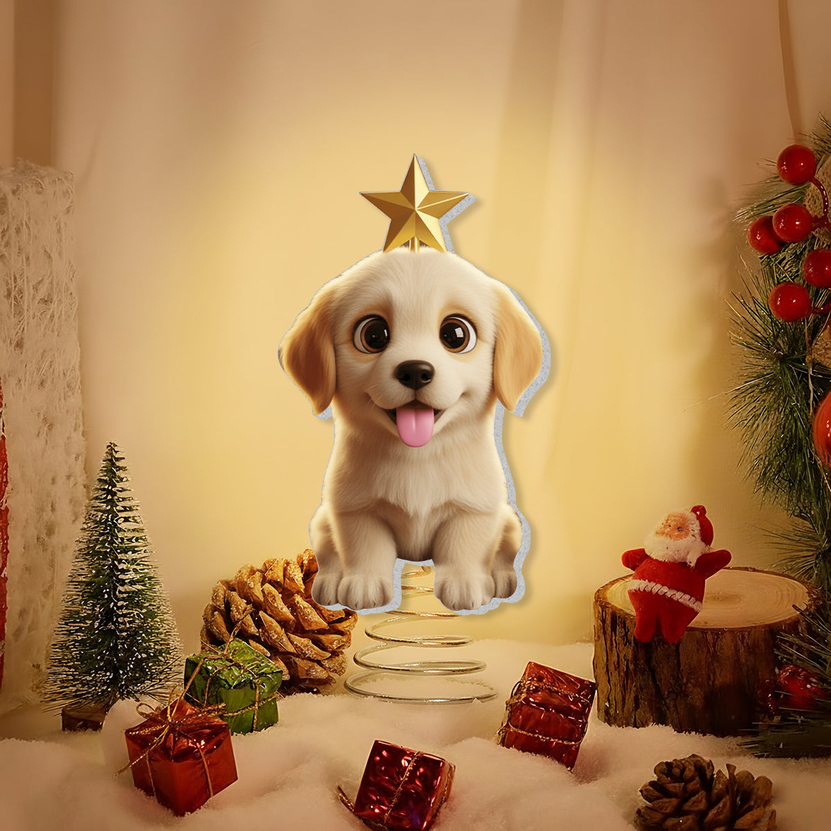 Lovely Dog Chibi Style Pet Lovers - Personalized Dog LED Light Tree Topper