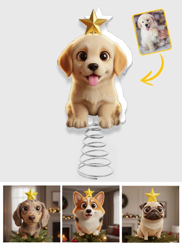 Lovely Dog Chibi Style Pet Lovers - Personalized Dog LED Light Tree Topper